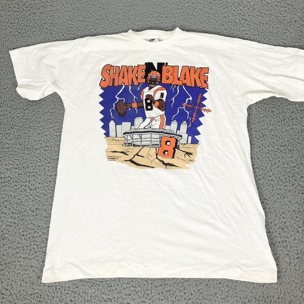 Vintage Shake N Blake Jeff Blake Shirt Mens Large White Football Tee 90s